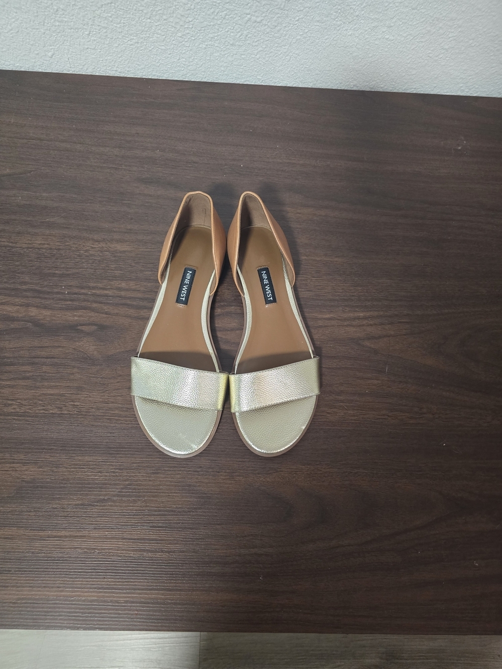 Nine West Women's Gold and Tan D'Orsay Sandals